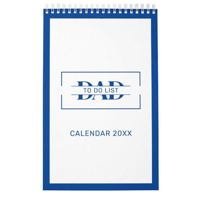 Modern Blue Monogram Name To Do Lists 11” x 7" Kalender (Omslag)
