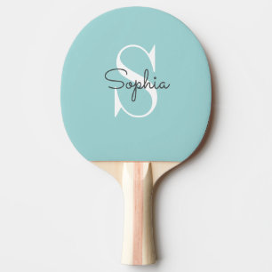 Modern Blue Monogram Personlig Namn Pingisracket