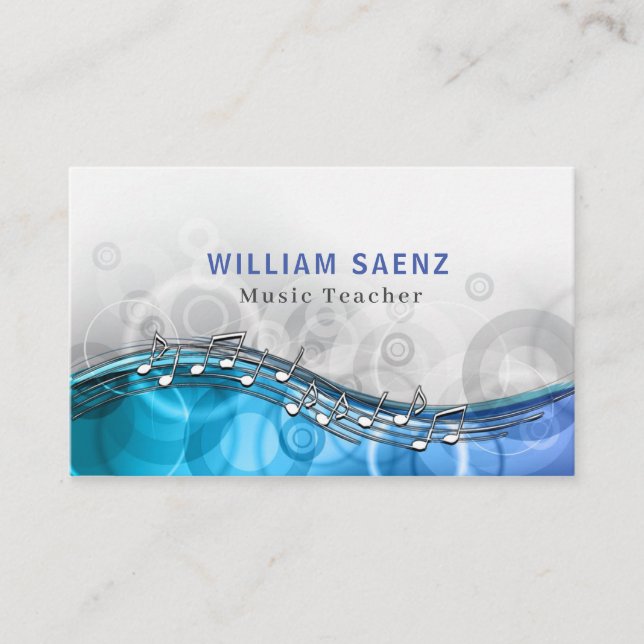 Modern Blue Music Teacher | Musiklärdomar Visitkort (Framsida)