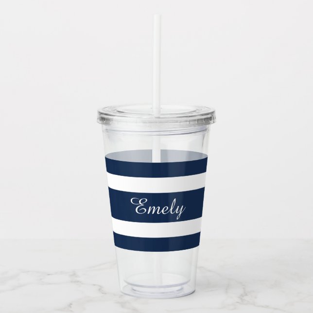 Modern Blue Namn-skript Take Away Mugg (Framsida)