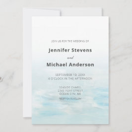 Modern Blue Nautical Watercolor Bröllop Inbjudningar