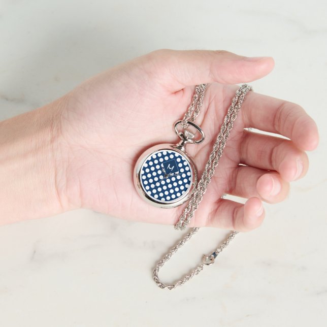 Modern Blue Navy White Monogram Armbandsur (Hand)