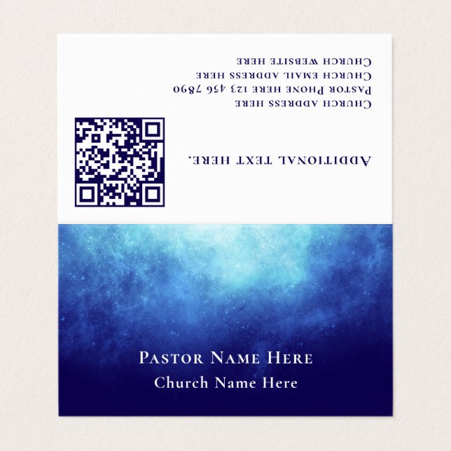 Modern Blue Nebula Custom QR Code Professional Visitkort (Utsida ovikt)