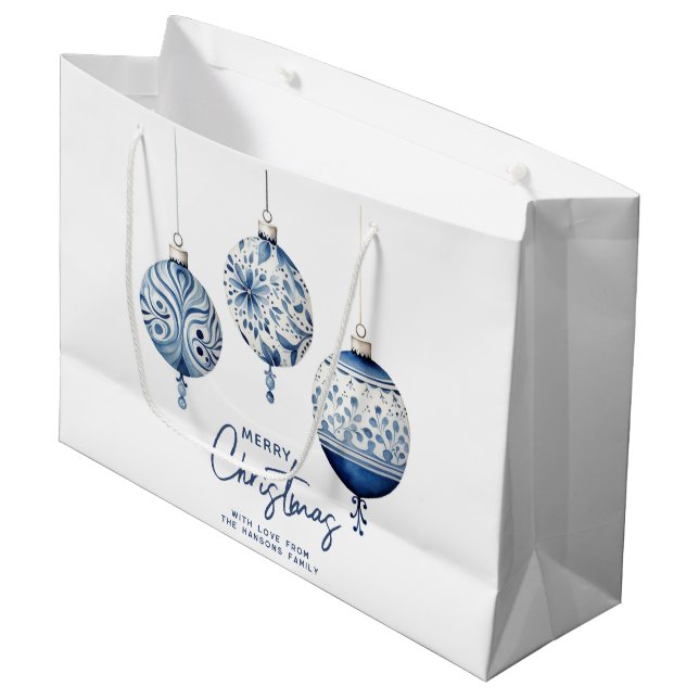 Modern Blue Nordic Stil Ornaments God jul (Framsidan Vinklad)