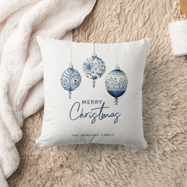 Modern Blue Nordic Stil Ornaments God jul Kudde (Filt)