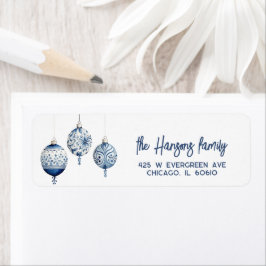 Modern Blue Nordic Stil Ornaments jul Returadress Etikett