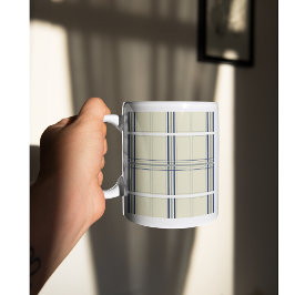 Modern Blue och Beige Tartan Play Kaffemugg