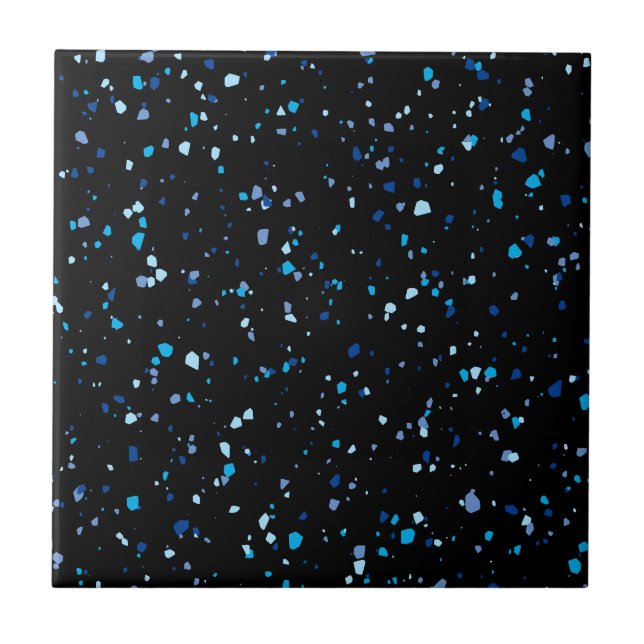 Modern Blue och Black Terrazzo Mönster Kakelplatta (Framsidan)