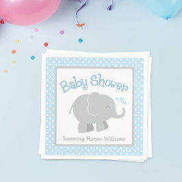Modern Blue och Grått Elephant Boy Shower Pappersservett