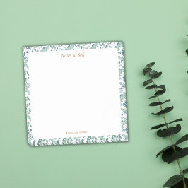 Modern Blue och Grönt Botanical Gräns Sticky Post-it Block