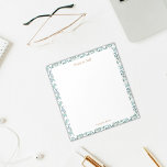 Modern Blue och Grönt Botaniska Gräns Anteckningsblock<br><div class="desc">Anteckningsblocket kan vara personlig med namn som en tänkbar gåva till henne. Den har en pastellblå,  grönt och vit eukalyptus löv mönster gräns.</div>