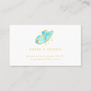 Modern Blue- och Guld Butterfly-Elegant Rabattkort