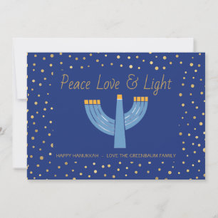 Modern Blue- och Guld Hanukkah-kort Inbjudningar