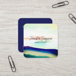 Modern Blue- och Torquise-Abstrakt Typografi Fyrkantigt Visitkort