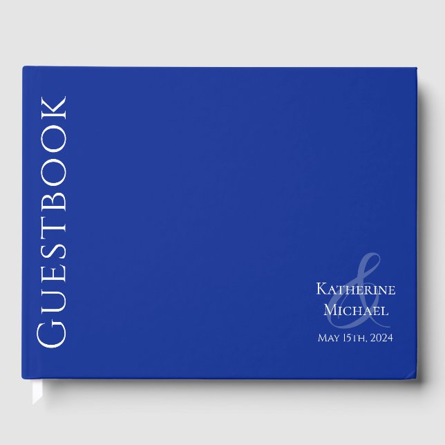 Modern Blue och White-Bröllop Gästböcker (Framsida)