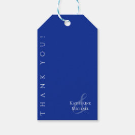 Modern Blue och White-Bröllop Tack.. Presentetikett