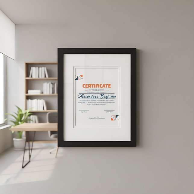 Modern Blue Orange Certificate of Achievement Prof (Skapare uppladdad)