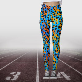 Modern Blue Orange Gradient Animal Print Mönster Leggings