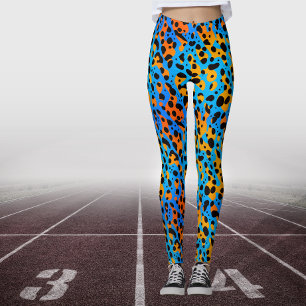 Modern Blue Orange Gradient Animal Print Mönster Leggings