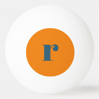 Modern Blue Orange Monogram Ping Pong Boll