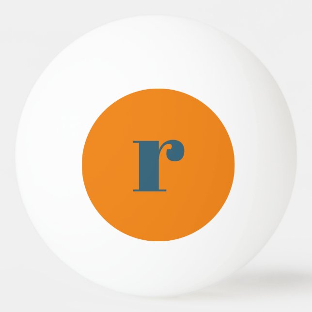 Modern Blue Orange Monogram Ping Pong Boll (Baksidan)
