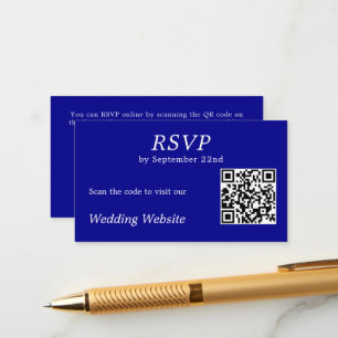 Modern Blue OSA Bröllop webbplats QR-kod Tilläggskort