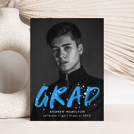 Modern Blue Paint Splatter Photo Studenten Meddelande