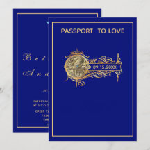 Modern Blue Passport Bröllop
