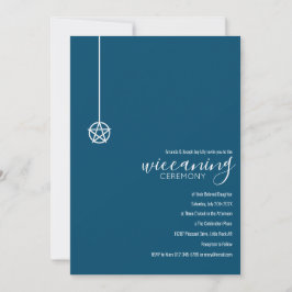 Modern Blue Pentacle Baby Wiccaning Ceremony Inbjudningar