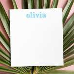 Modern Blue Personlig Namn Anteckningsblock<br><div class="desc">Skapa ditt eget personlig-anteckningsblock med anpassningsbar från början namn i blått färg och modern minimalistisk typografi.</div>