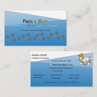 Modern Blue Pet Grooming Business Card – Customiza Visitkort