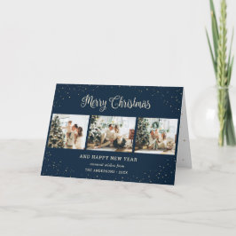 Modern Blue Photo Collage God jul Card Kort