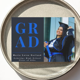 Modern Blue Photo Graduation 2026 announcement  Julkort