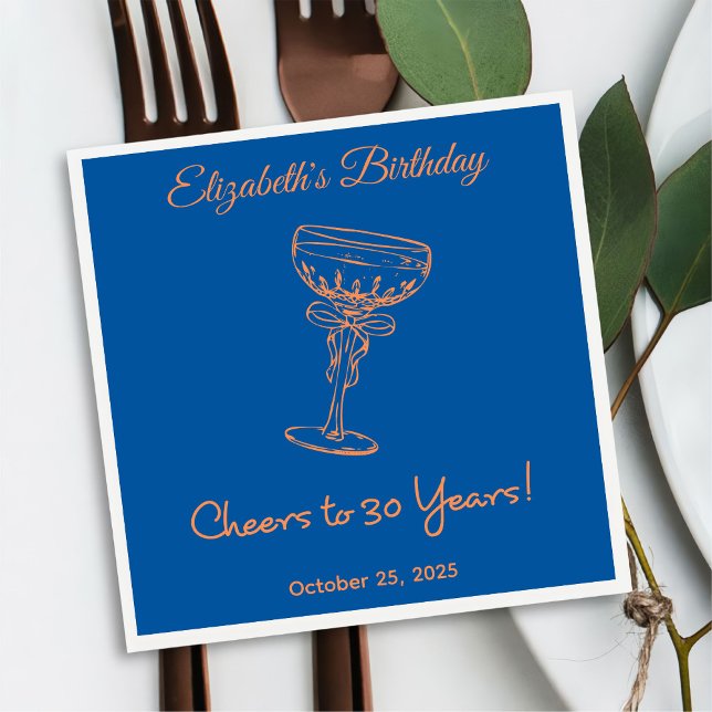 Modern Blue&PinkCheers till 30 år Napkin Pappersservett (Skapare uppladdad)