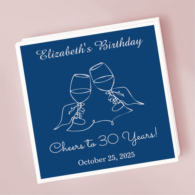 Modern Blue&PinkCheers till 30 år Napkin Pappersservett (Skapare uppladdad)