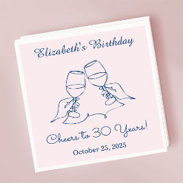 Modern Blue&PinkCheers till 30 år Napkin Pappersservett