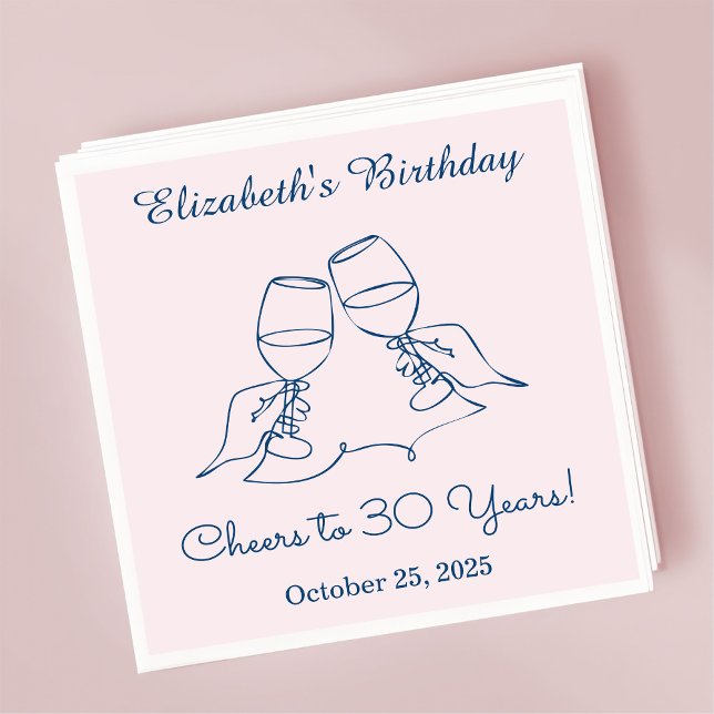 Modern Blue&PinkCheers till 30 år Napkin Pappersservett (Skapare uppladdad)