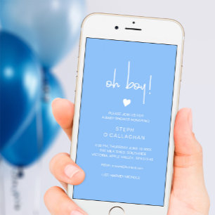 Modern Blue Pojke Shower Cellphone Vite Meddelande