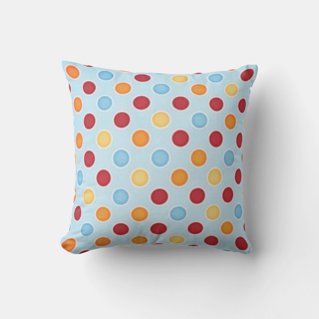 Modern Blue Polka Dot Exdoor Pillow Utomhuskudde (Framsida)