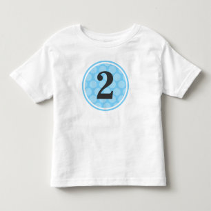 Modern Blue Polka Dot Second Birthday Boy Number 2 Tee