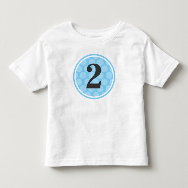 Modern Blue Polka Dot Second Birthday Boy Number 2 Tee (Framsida)
