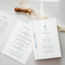 Modern Blue Pub Mitzvah Foldat Program Booklet