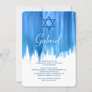 Modern Blue Pub Mitzvah-inbjudan Inbjudningar
