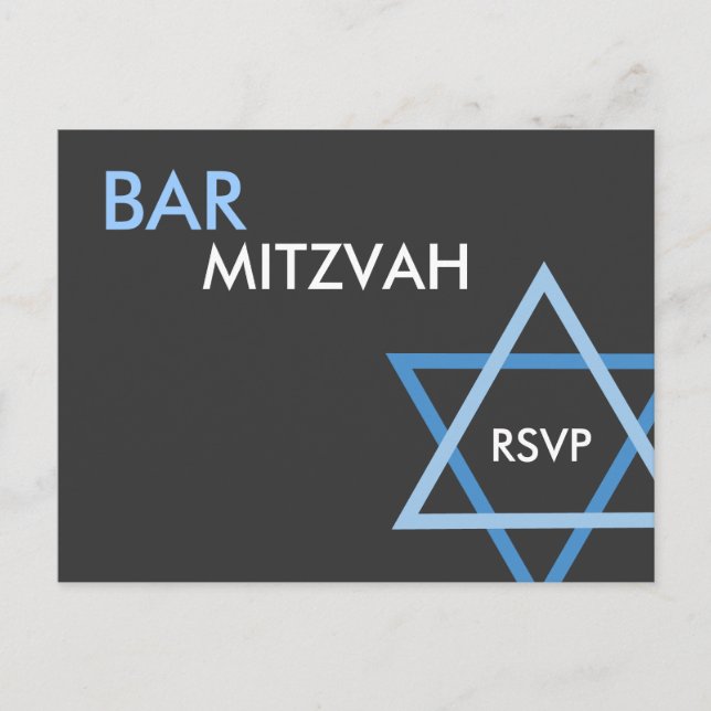 Modern Blue Pub Mitzvah OSA vykort (Framsida)