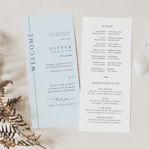Modern Blue Pub Mitzvah-programkort