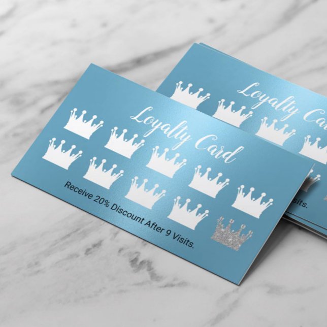 Modern Blue Queen Krona Beauty Salon Spa Loyalty Lojalitetskort (Skapare uppladdad)