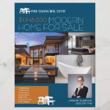 MODERN BLUE Real Gods Realty Flyer för försäljning