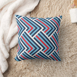 Modern Blue & Red Chevron Pattern Kudde