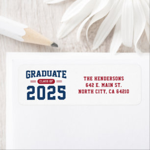 Modern Blue Red Studenten Return-adressetikett Returadress Etikett