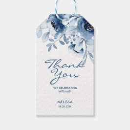 Modern Blue Ro Blommigt Greenery 60:e födelsedagen Presentetikett